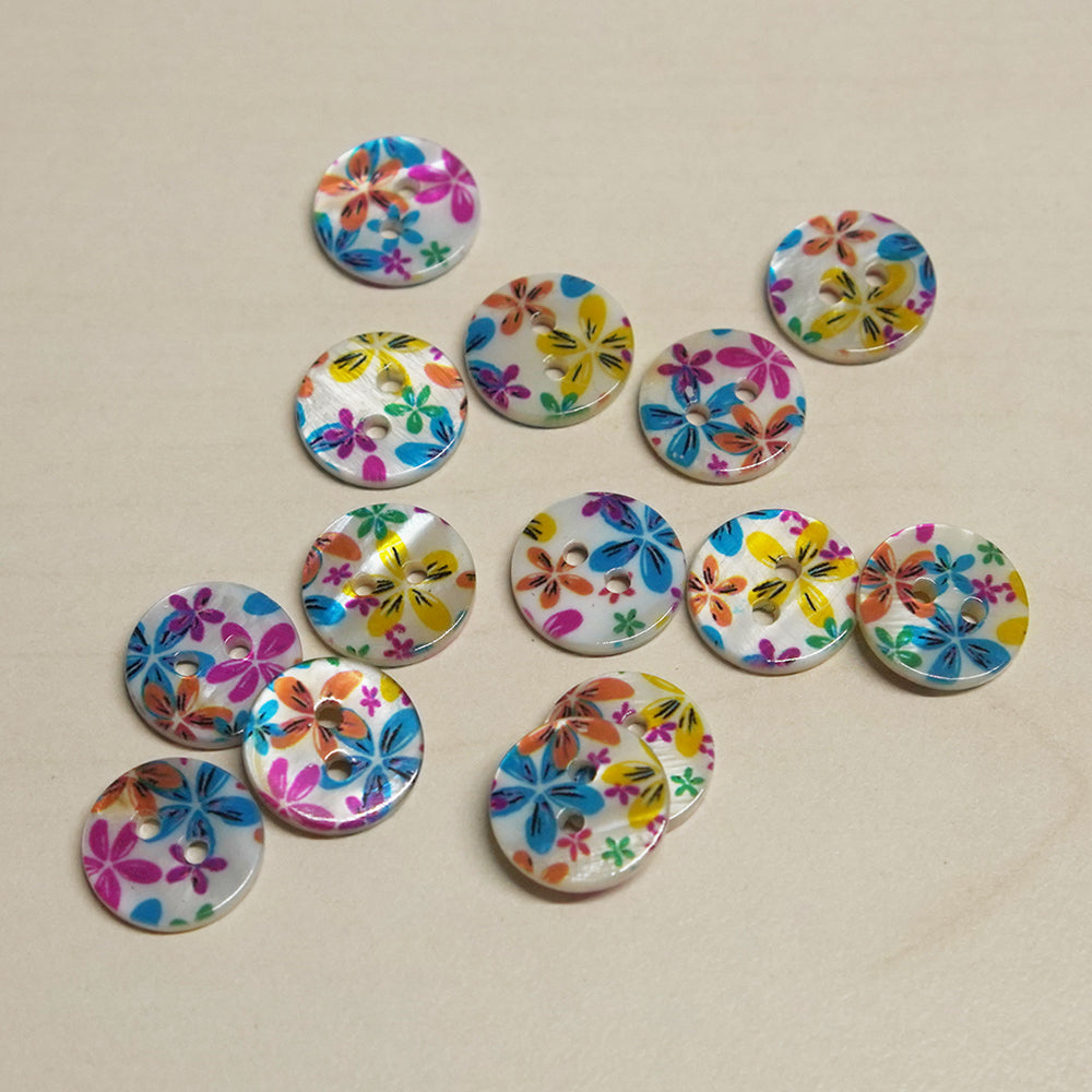 Freshwater Shell Buttons printed Flower – ROLLY WOOL