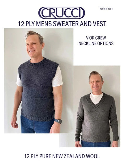 Crucci Knitting Pattern 2304 Men's Sweater and Vest