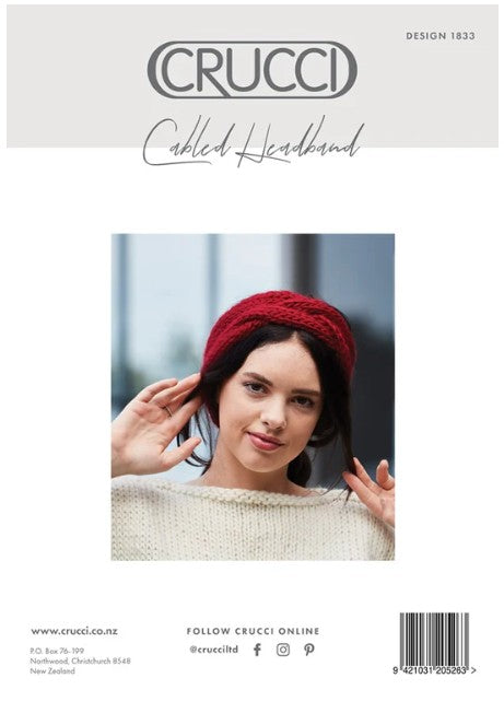 Crucci Knitting Pattern 1833 Artisan Cabled Headband