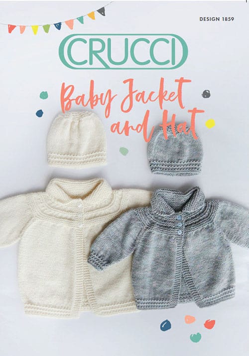 Crucci Knitting Pattern 1859 Baby Jacket & Hat in 8 Ply
