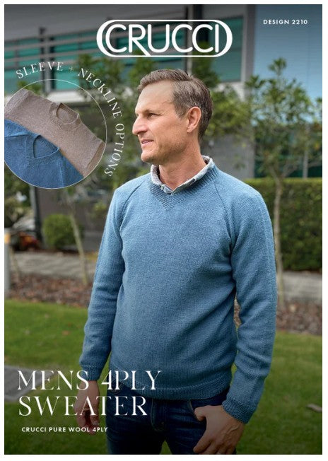 Crucci Knitting Pattern 2210 Men's 4ply Sweater 4 Options