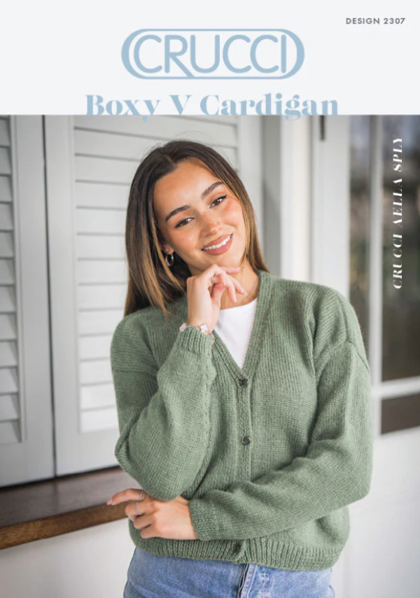 Crucci Pattern 2307 Short Boxy Cardigan in 8 Ply