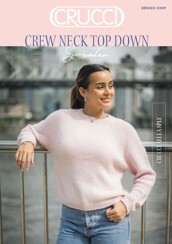 Crucci Pattern 2309 Top Down Raglan Sweater in 8 Ply