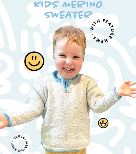 Crucci Pattern 2313 Child Sweater with Feature Hem in 8 Ply