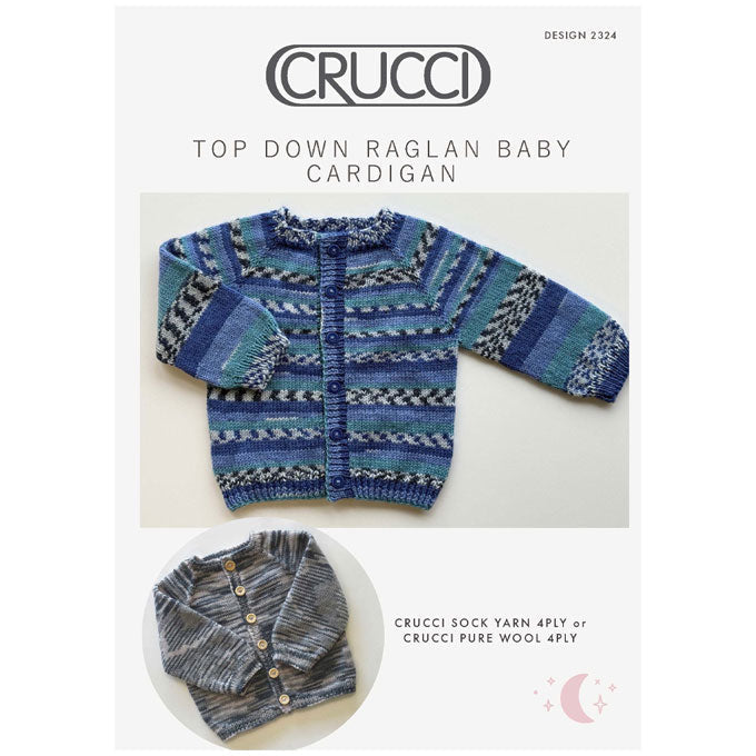 Crucci Pattern 2324 Top Down Raglan Baby Cardigan in 4 Ply