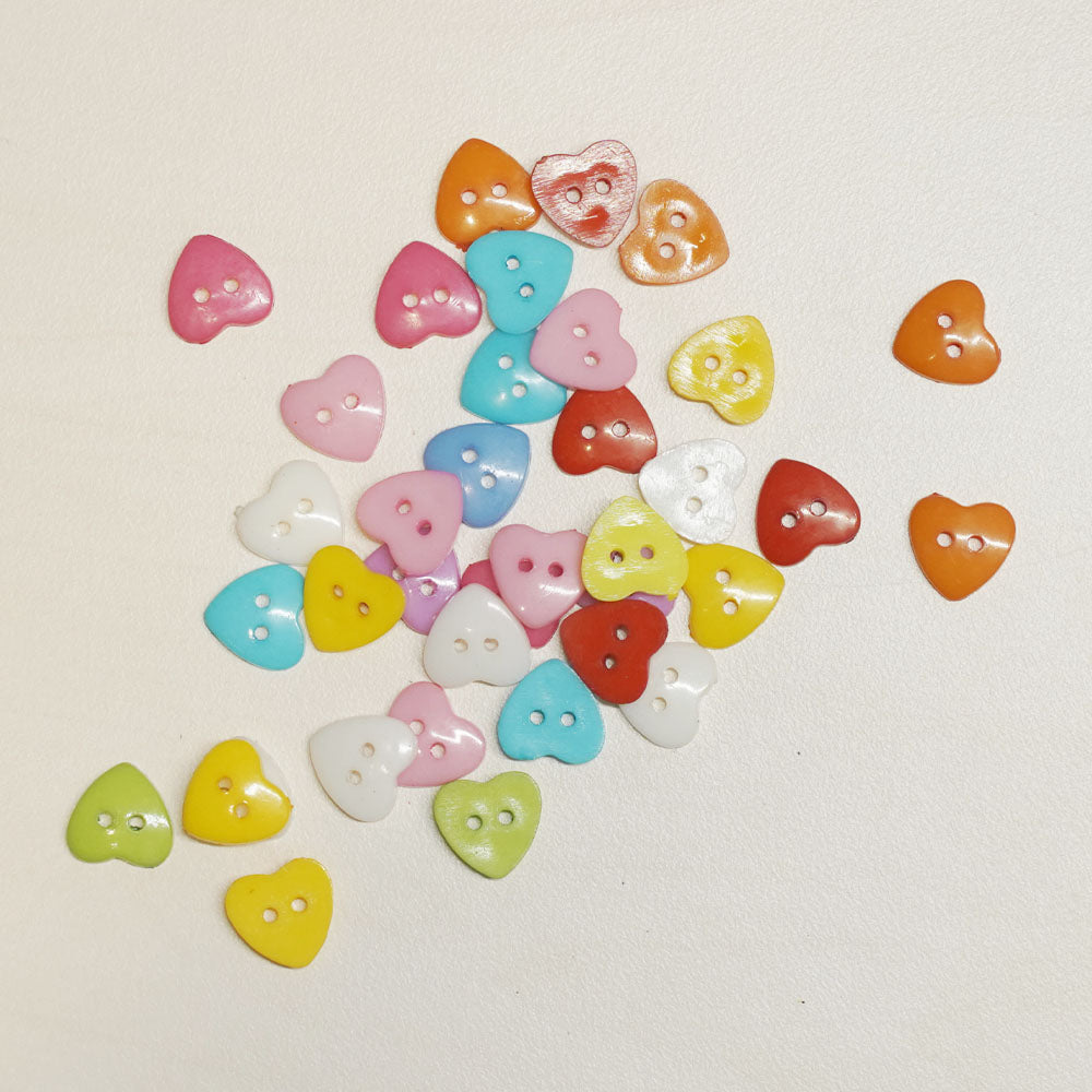 Buttons heart assorted colours