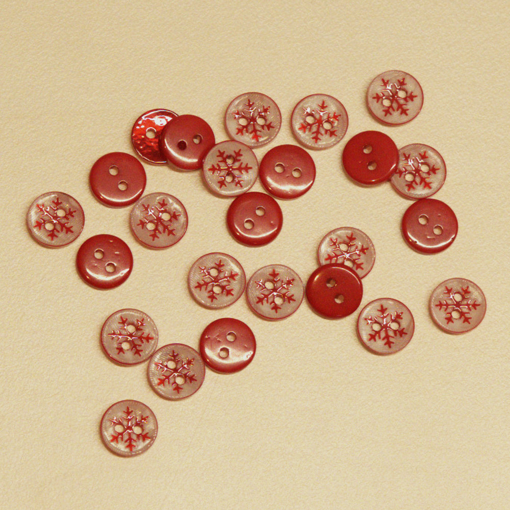 Snowflake Button red – ROLLY WOOL