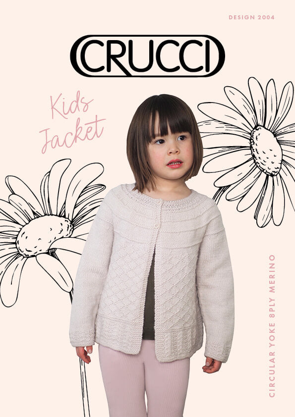 Crucci Pattern 2004 Kids DK Circ Yoke Cardigan in 8 Ply
