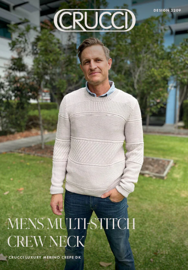Crucci Pattern 2209 Mens Multi Stitch Sweater in 8 Ply