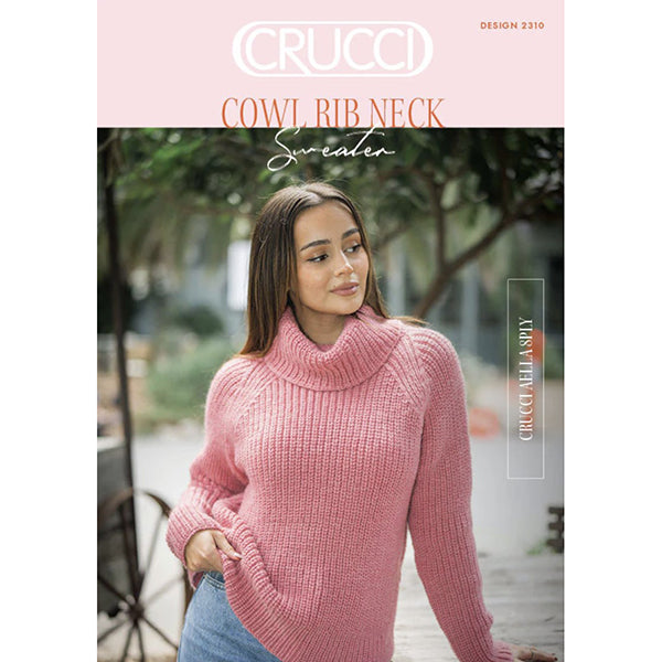 Crucci Pattern 2310 Cowl Neck Rib Sweater in 8 Ply