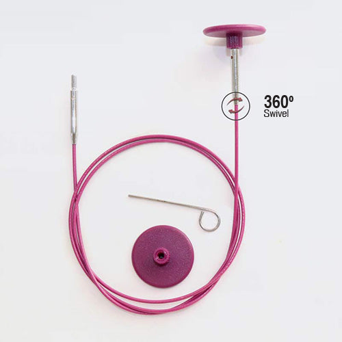 Knitpro Interchangeable Cables Purple Coated Stainless Steel 360 deg Swivel