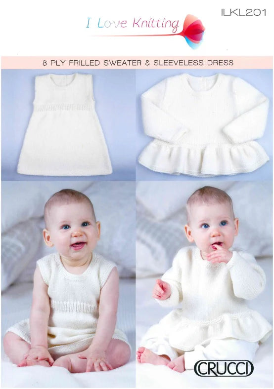 Crucci Pattern 201 Baby 8ply Dress & Sweater