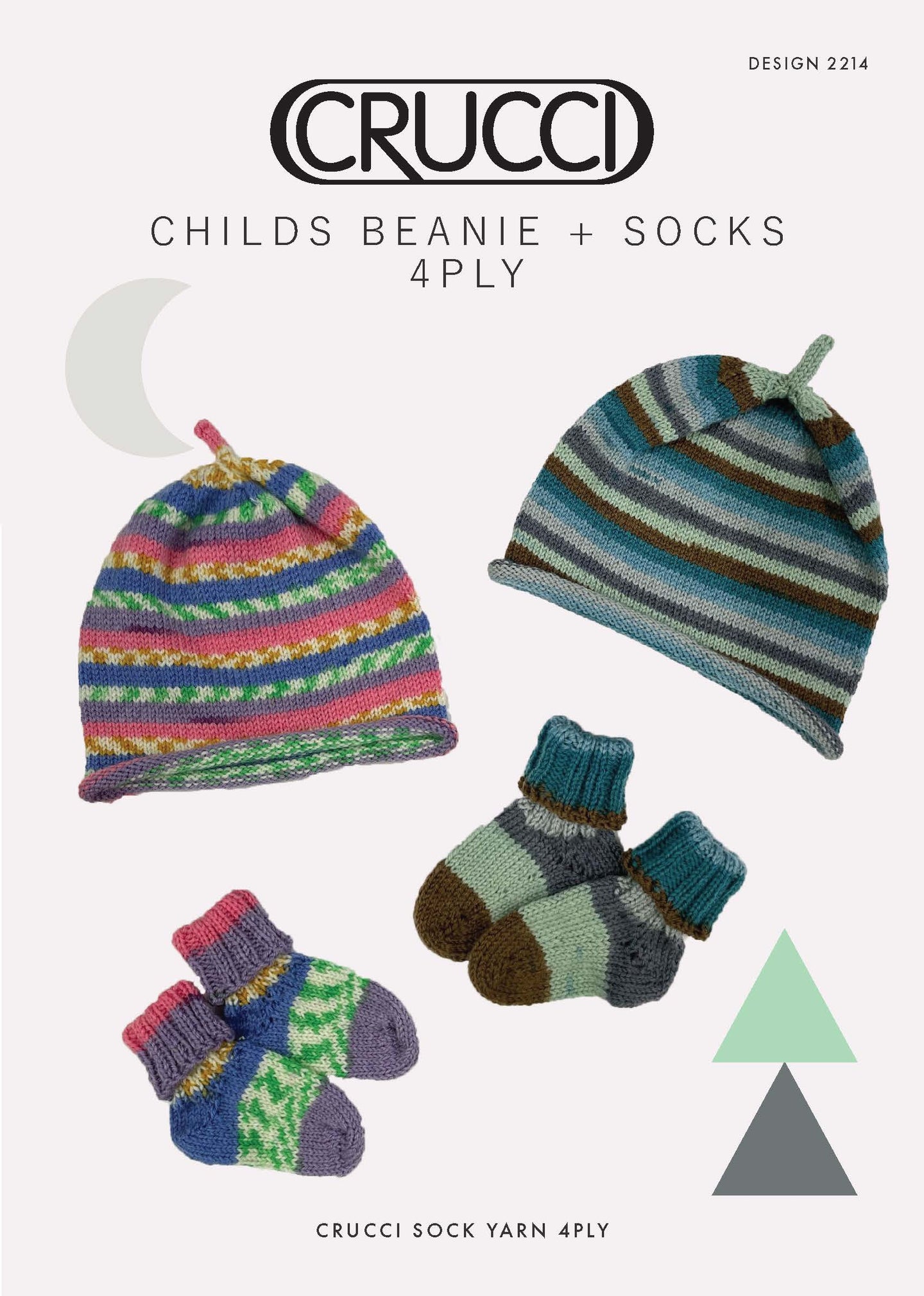 Crucci Knitting Pattern 2214 Childs Beanie + Socks in 4 Ply