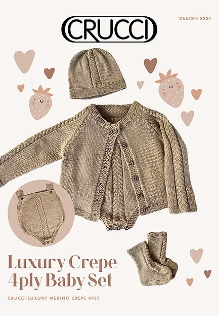 Crucci Pattern 2221 4ply Crepe Baby Set in 4 Ply
