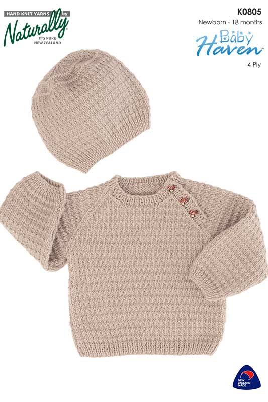 Naturally K0805 Sweater and Hat in 4 Ply