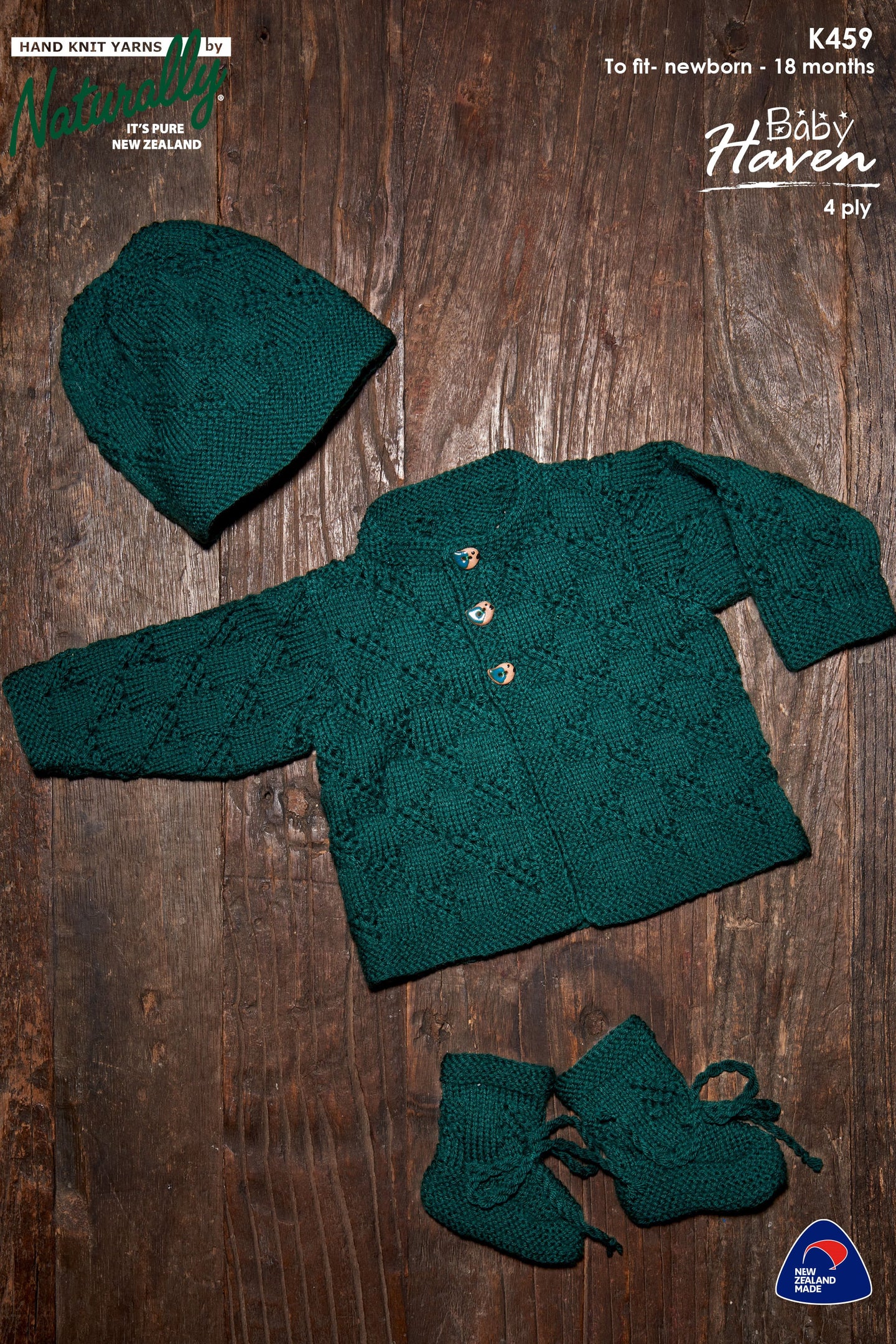 Naturally K459 Jacket, Hat and Booties in 4 Ply